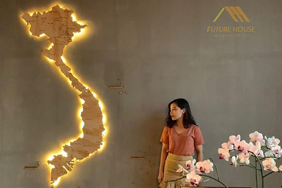 bản đồ gỗ Việt Nam treo tường