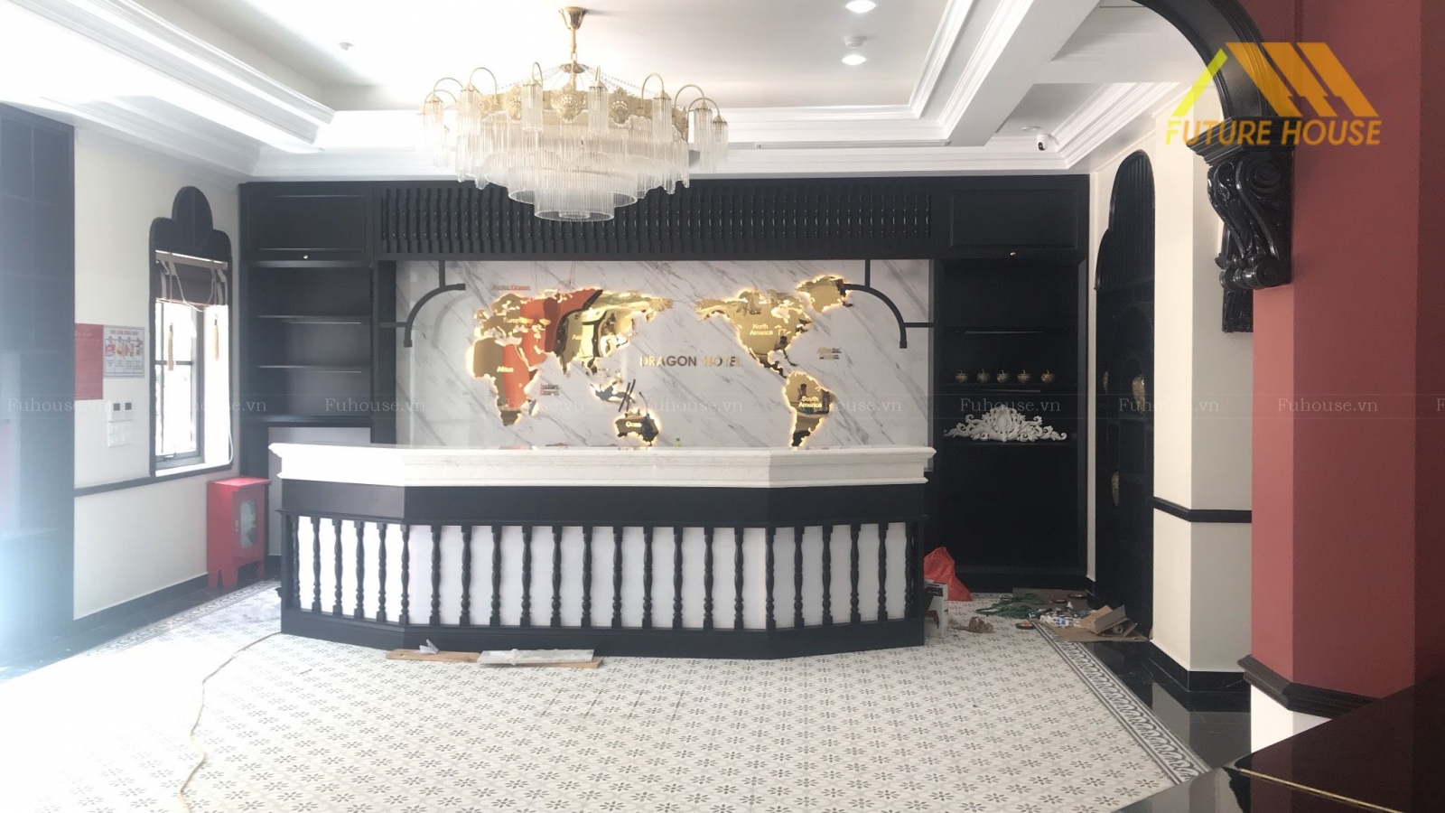 bản đồ inox mạ vàng decor