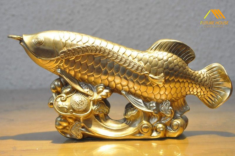 Tượng Cá Rồng Dát Vàng 24k - Quà Tặng Tân Gia Ý Nghĩa