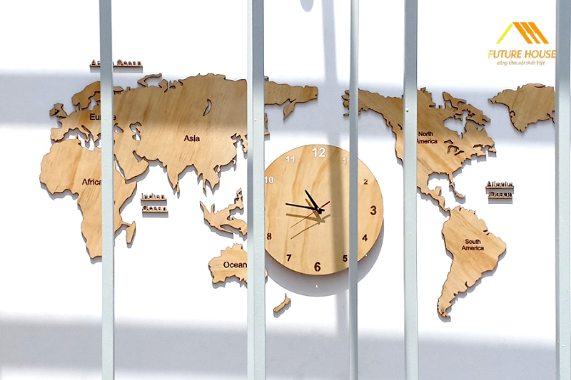 Bản Đồ Gỗ Gắn Tường World Middle